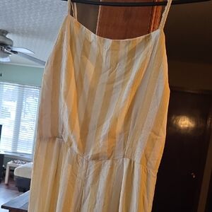 Striped Cream and White Romper with side slits on both sides